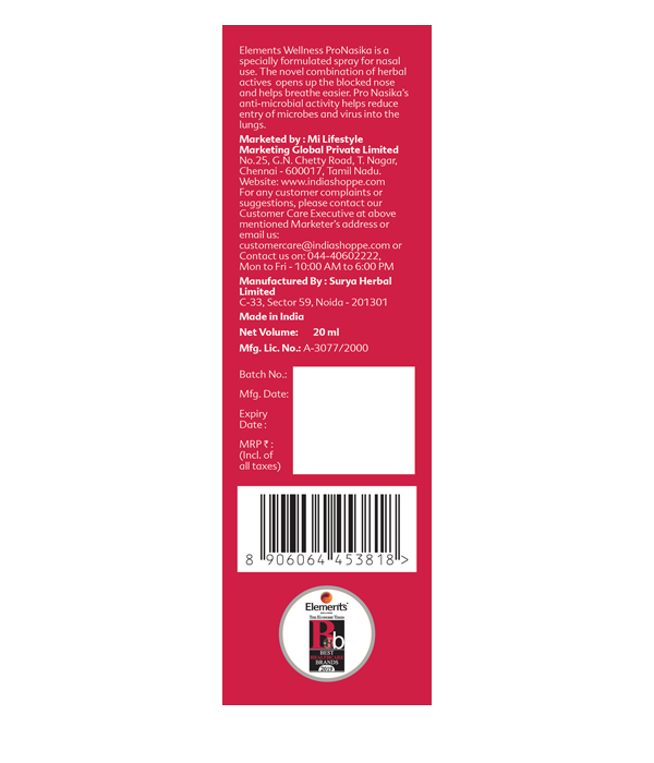 Elements Wellness Pro Nasika Nasal Spray (20 ml) - Image 2
