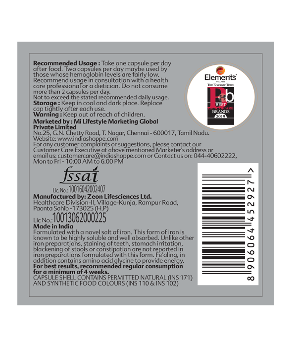 Elements Wellness Fe'aling Capsules (60 Capsules) - Image 2